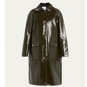 NWT Jane Post Hooded Olive Raglan Slicker and Detachable Vest Coat Size M